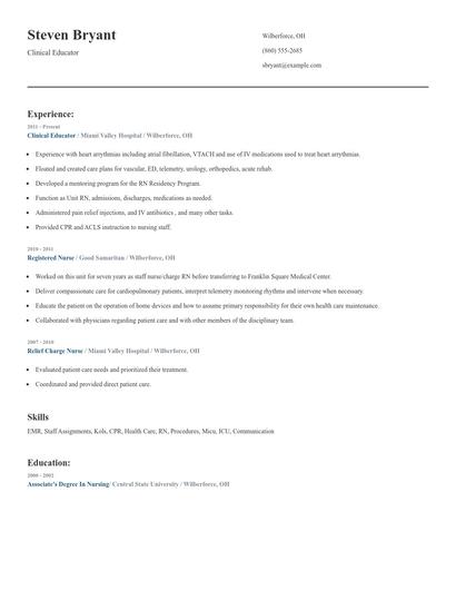 Clinical Educator Resume