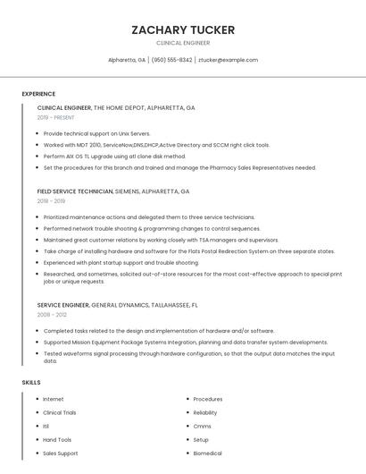 Clinical Engineer Resume