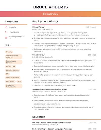 Clinical Fellow Resume
