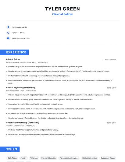 Clinical Fellow Resume