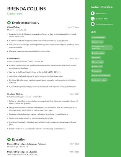 Clinical Fellow Resume