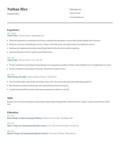 Clinical Fellow Resume