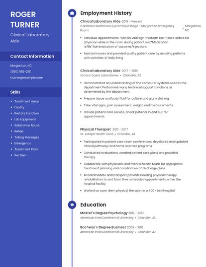 Clinical Laboratory Aide Resume