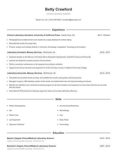 Resume example 1
