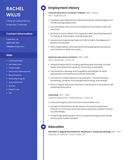 Clinical Laboratory Scientist Trainee Resume