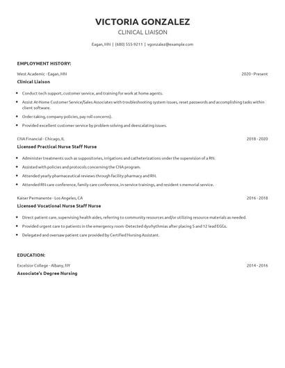 Clinical Liaison Resume