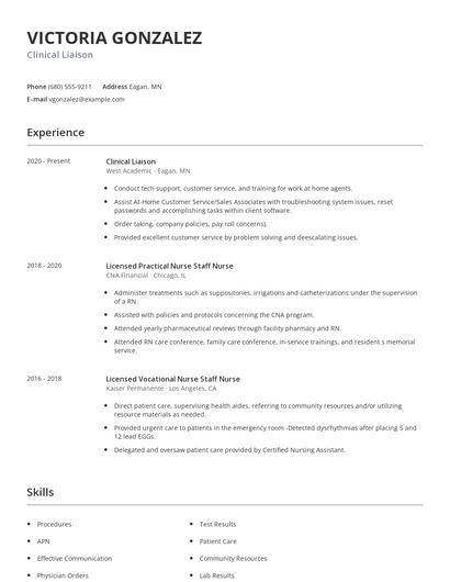 Clinical Liaison Resume