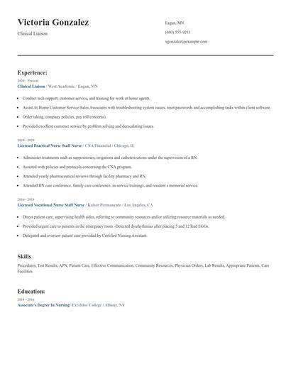 Clinical Liaison Resume