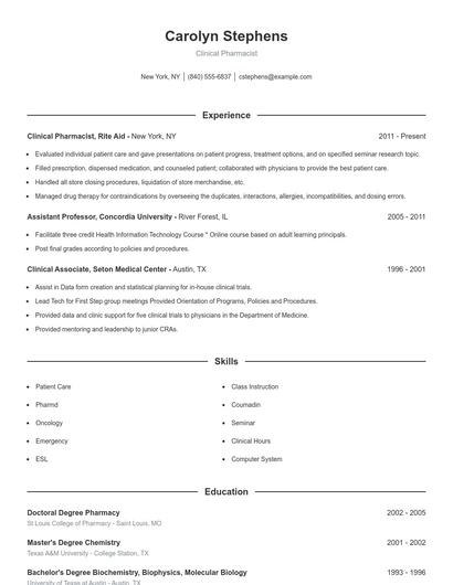 Resume example 1