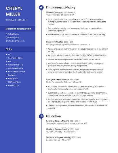 Clinical Professor Resume