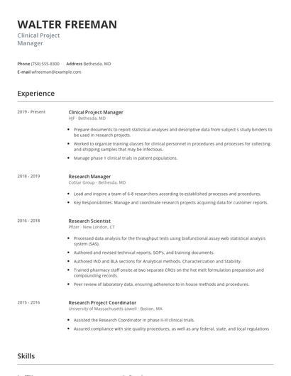 Clinical Project Manager Resume