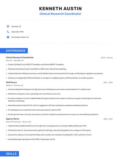 Clinical Research Coordinator Resume