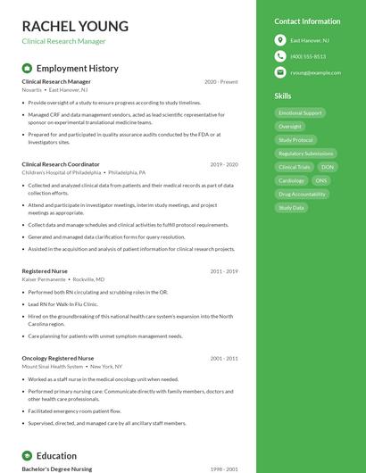 Clinical Research Manager Resume