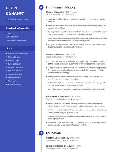 Clinical Researcher Resume