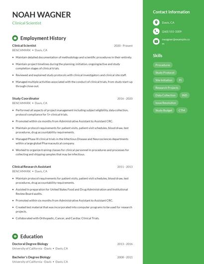 Clinical Scientist Resume