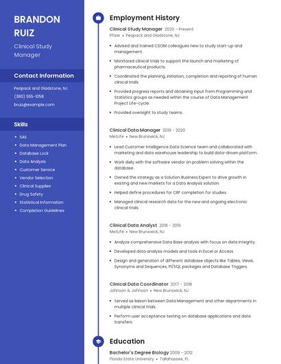 Clinical Study Manager Resume