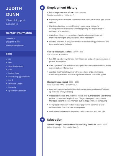 Clinical Support Associate Resume