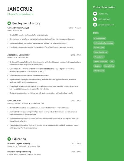 Clinical Systems Analyst Resume