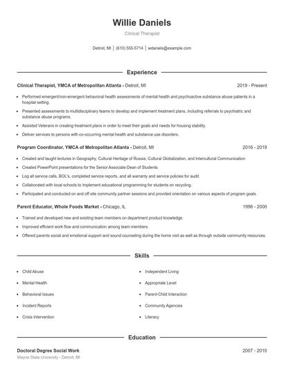 Resume example 1