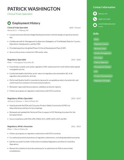 Clinical Trials Specialist Resume