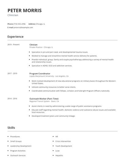 Clinician Resume