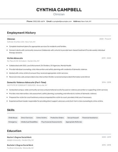 Resume example 2