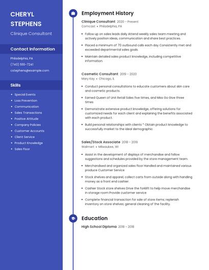 Clinique Consultant Resume