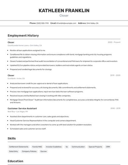 Resume example 2