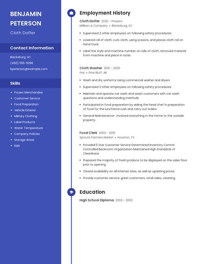 Cloth Doffer Resume