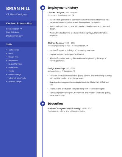 Clothes Designer Resume