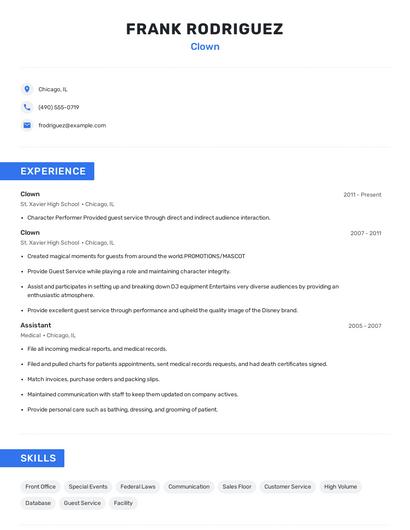 Clown Resume