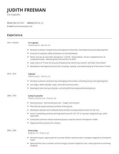 Co-Captain Resume