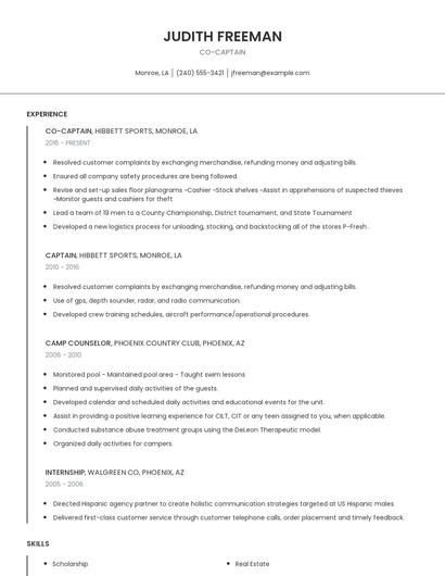 Co-Captain Resume
