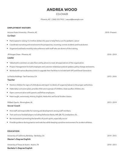 Co-Chair Resume