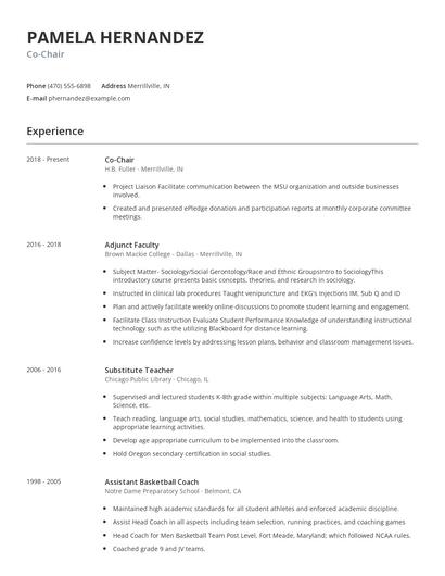Co-Chair Resume