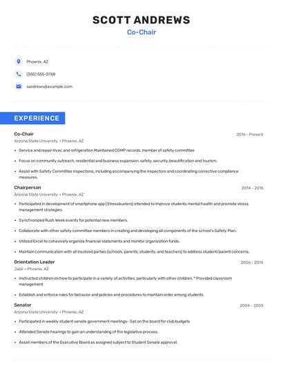 Co-Chair Resume