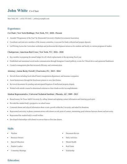 Co-Chair Resume