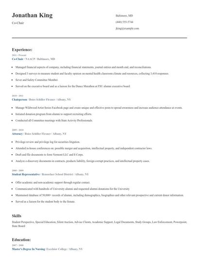 Co-Chair Resume
