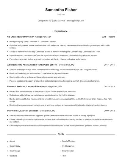 Co-Chair Resume