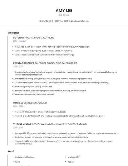 Co-Chair Resume