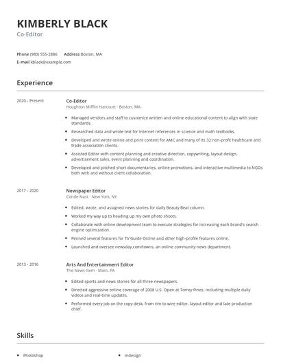 Co-Editor Resume