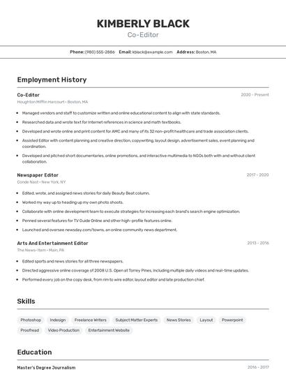 Co-Editor Resume