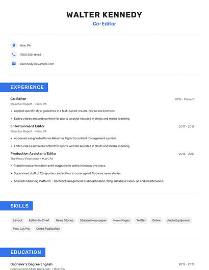 Co-Editor Resume