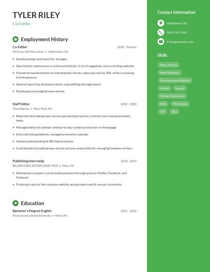 Co-Editor Resume
