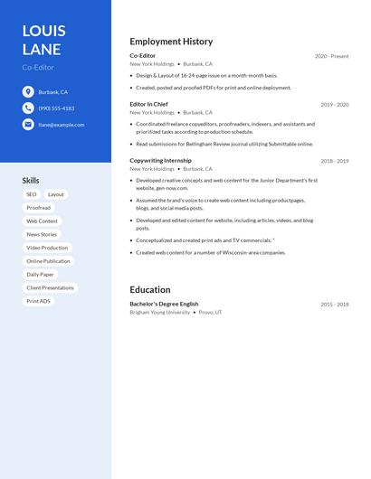 Co-Editor Resume