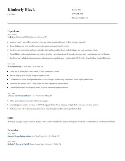 Co-Editor Resume