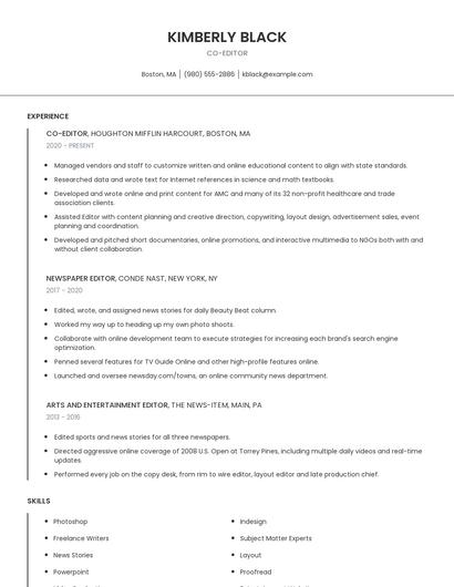 Co-Editor Resume