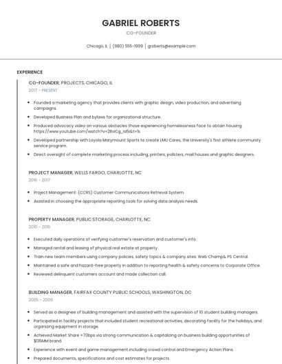 Co-Founder Resume