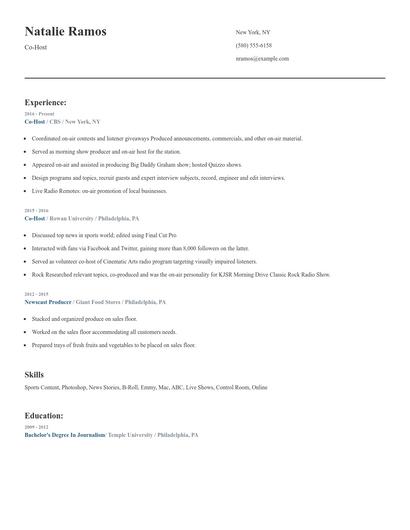 Co-Host Resume