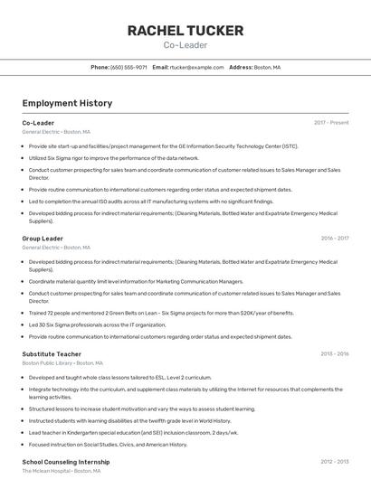 Resume example 2
